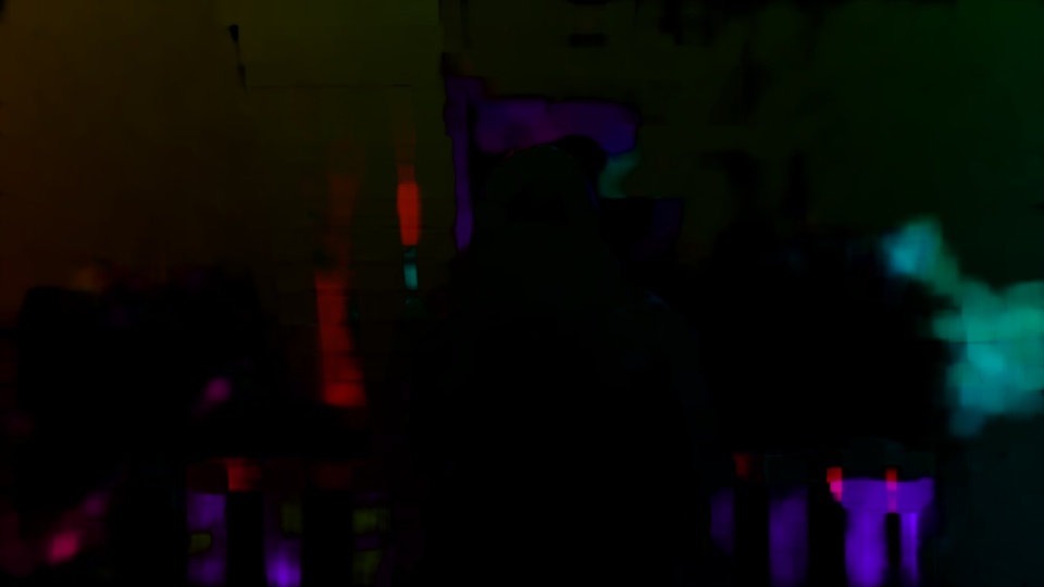 8 · the footage’s motion from keyframe 12 to frame 18 (hue = direction, brightness = speed)