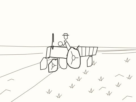 Tractor: assembled cartoon